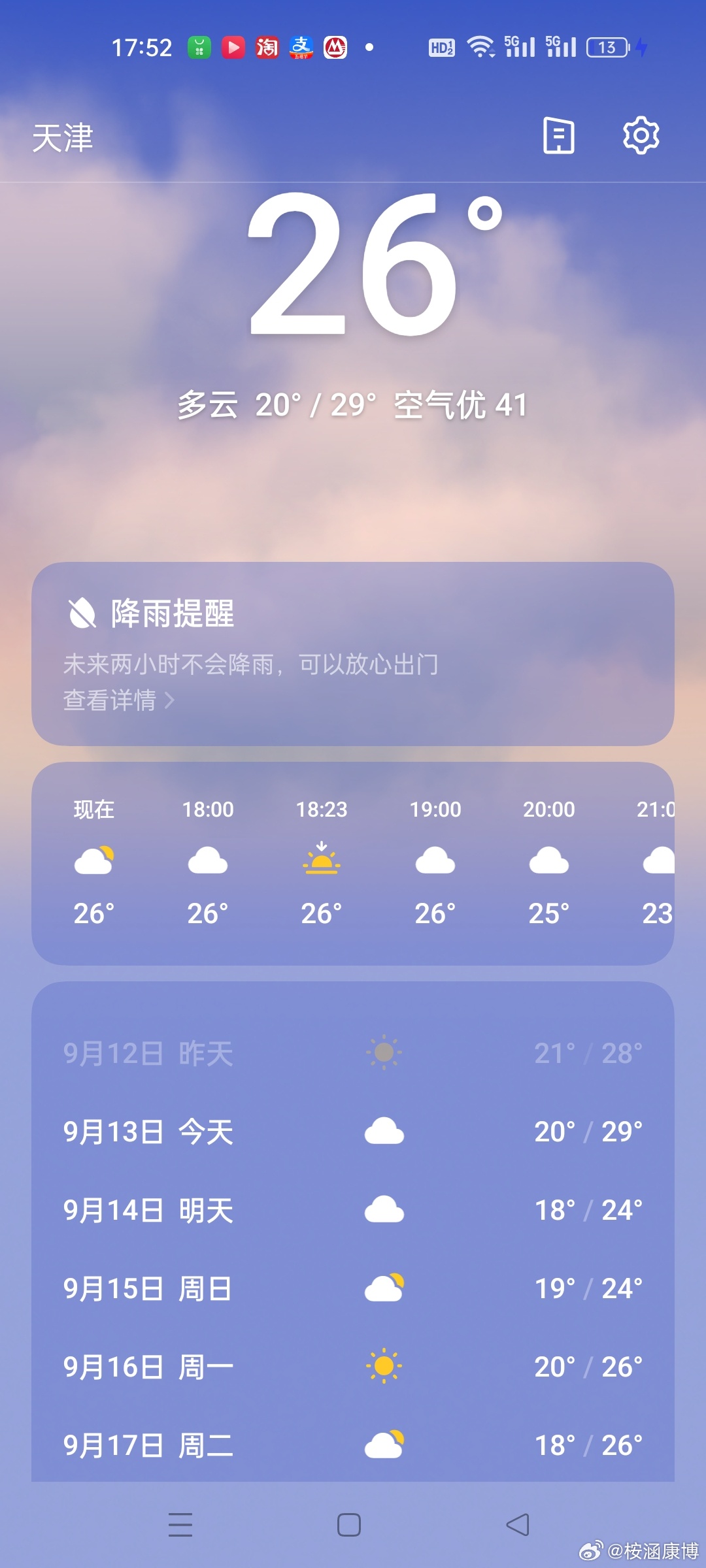 天津最新天气预报通知