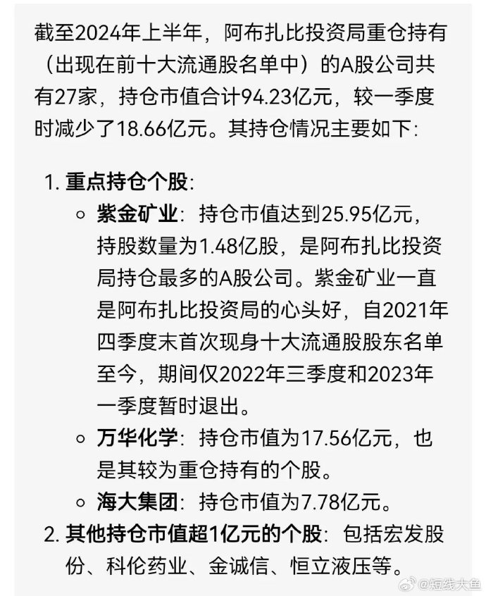 阿布扎比最新持仓揭示全球投资焦点新动向